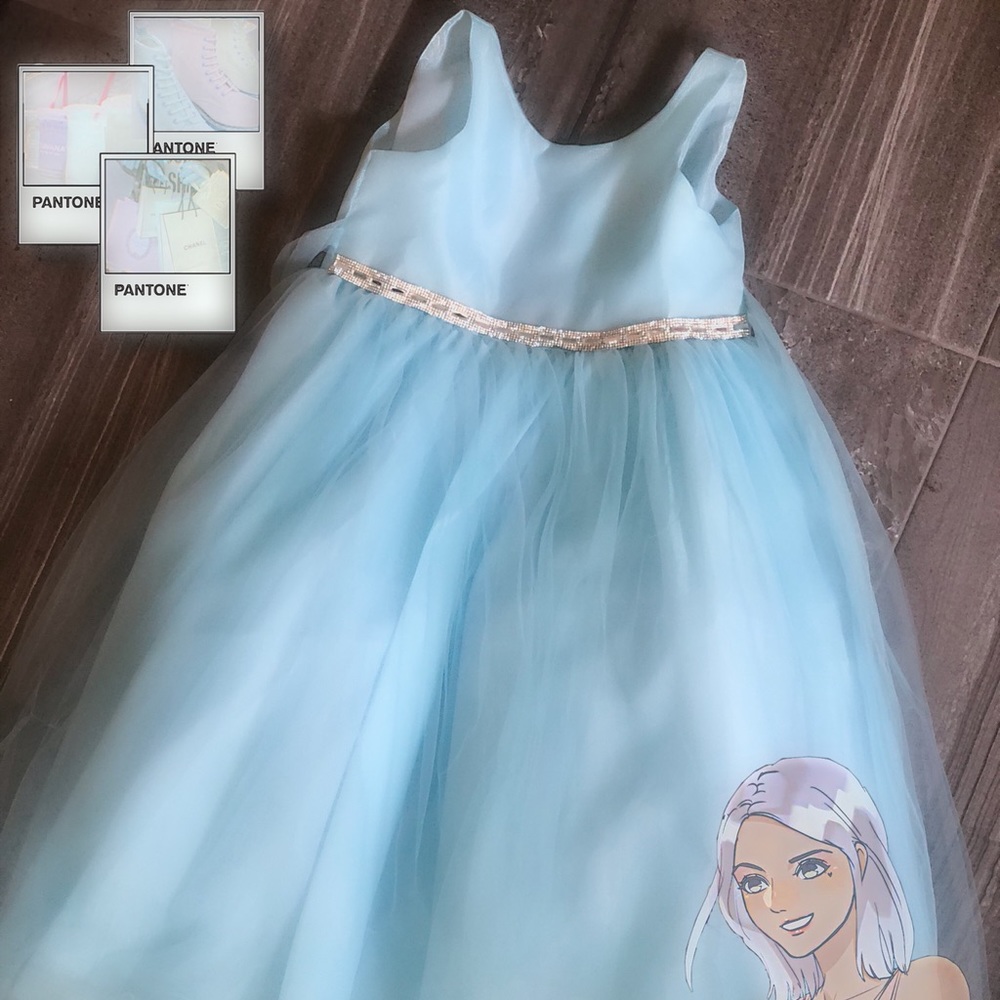 light blue dress with rhinestones